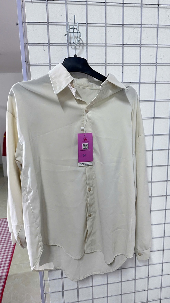 sơ mi be vạt nâu