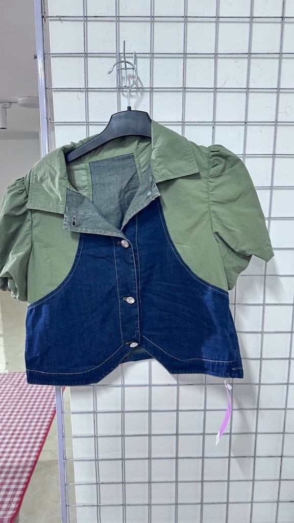 áo crt xanh tay bồng