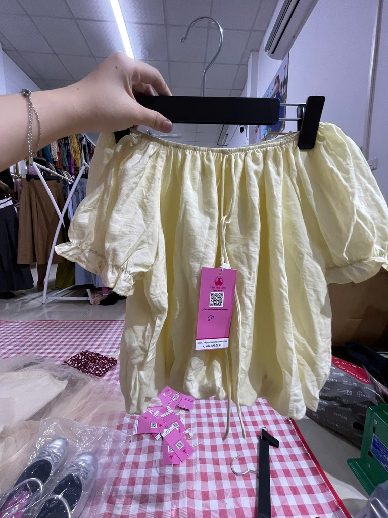 áo bí kem trễ vai 