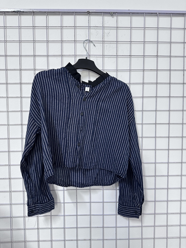 áo sơmi crt kẻ xanh cổ tàu