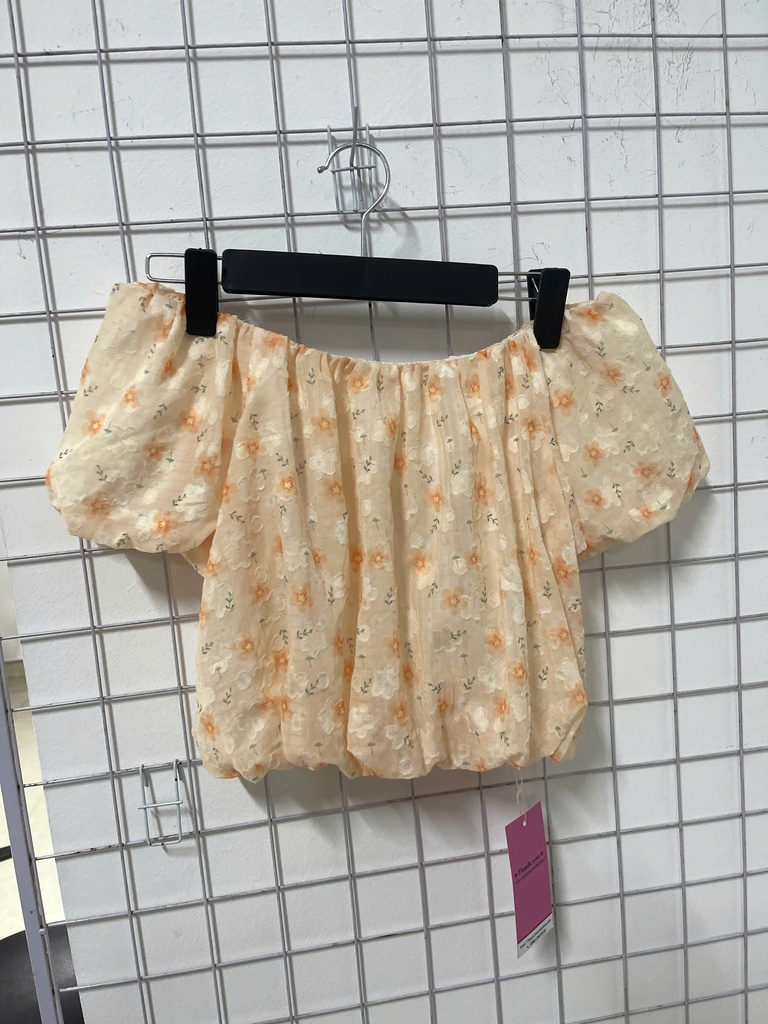 áo trễ vai cam hoa