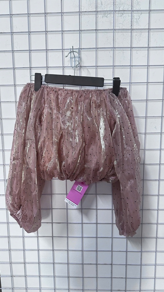 áo trễ vai nude chấm bi