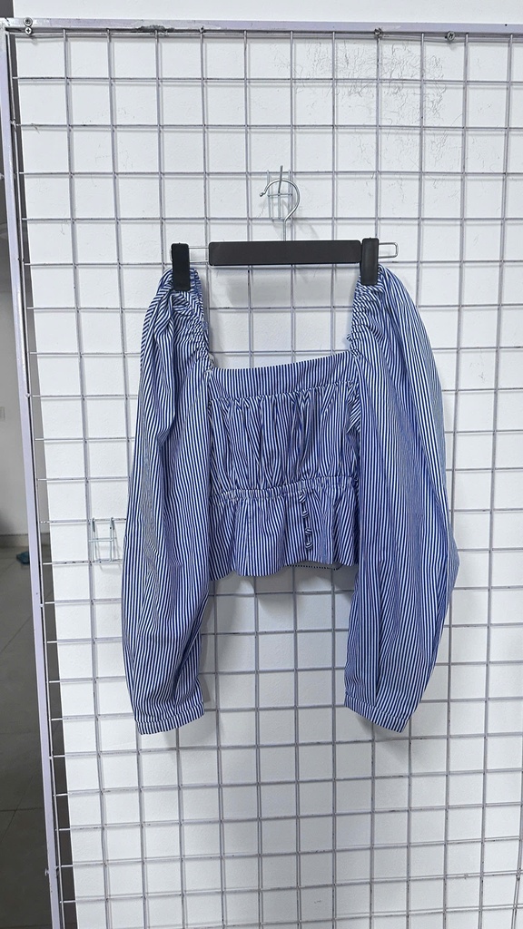 áo crt kẻ xanh tay dài