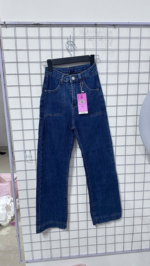 quần bò xanh ống đứng 