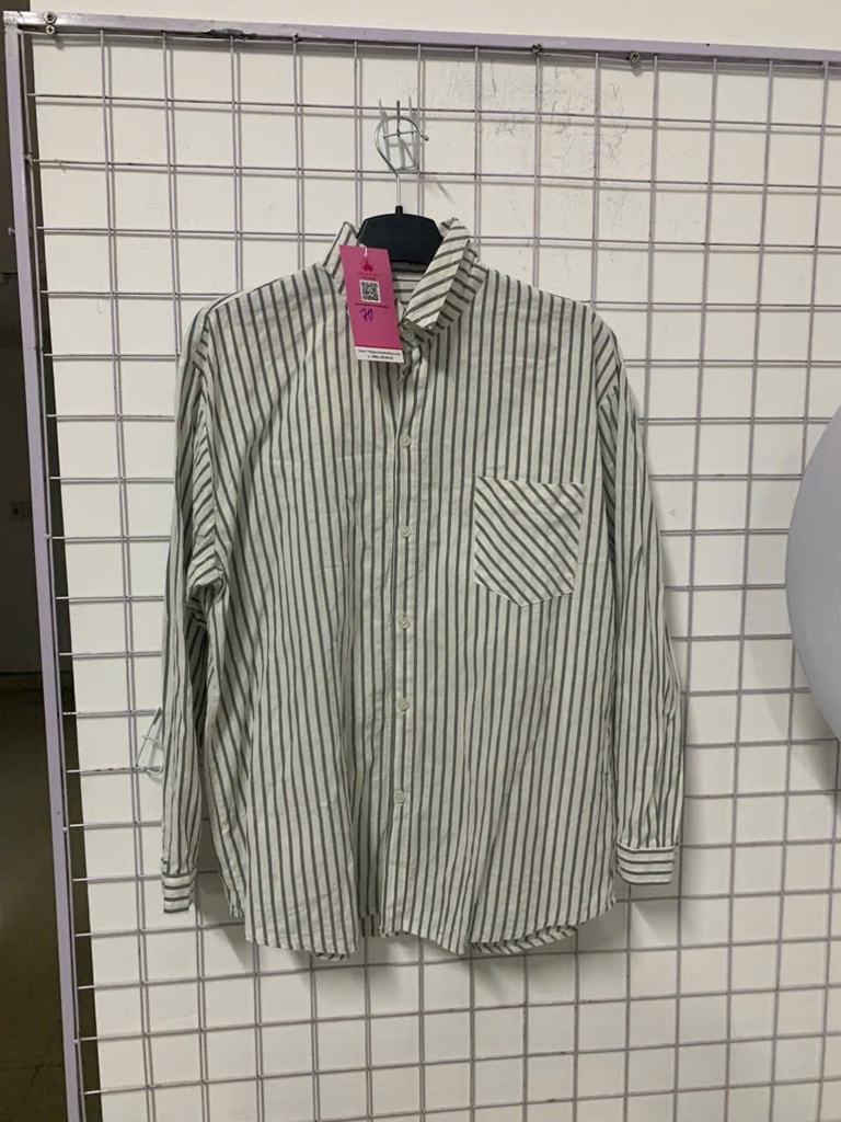 áo somi trắng kẻ xám