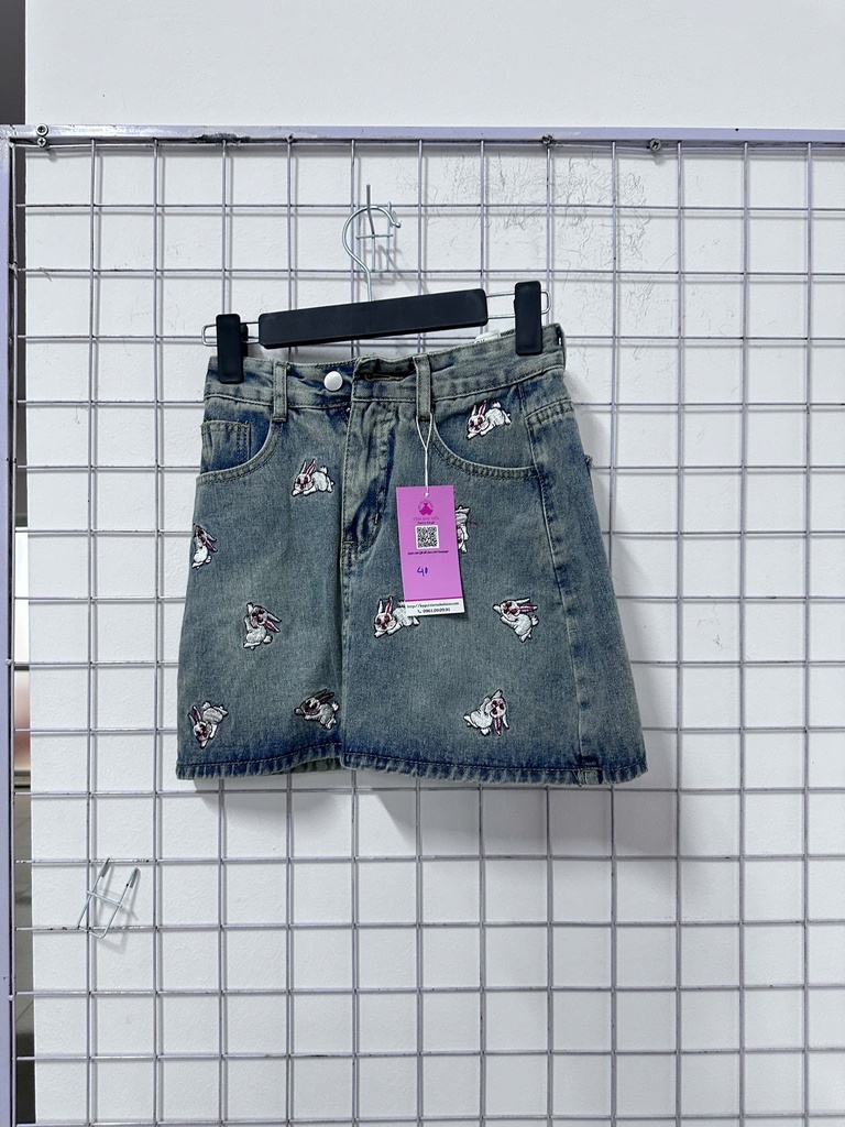 cv bò xanh thêu thỏ