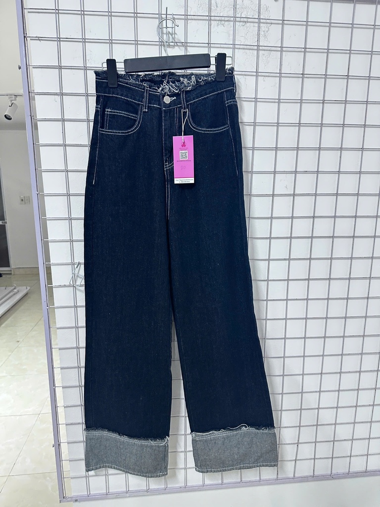 quần xuông xanh gấp gấu