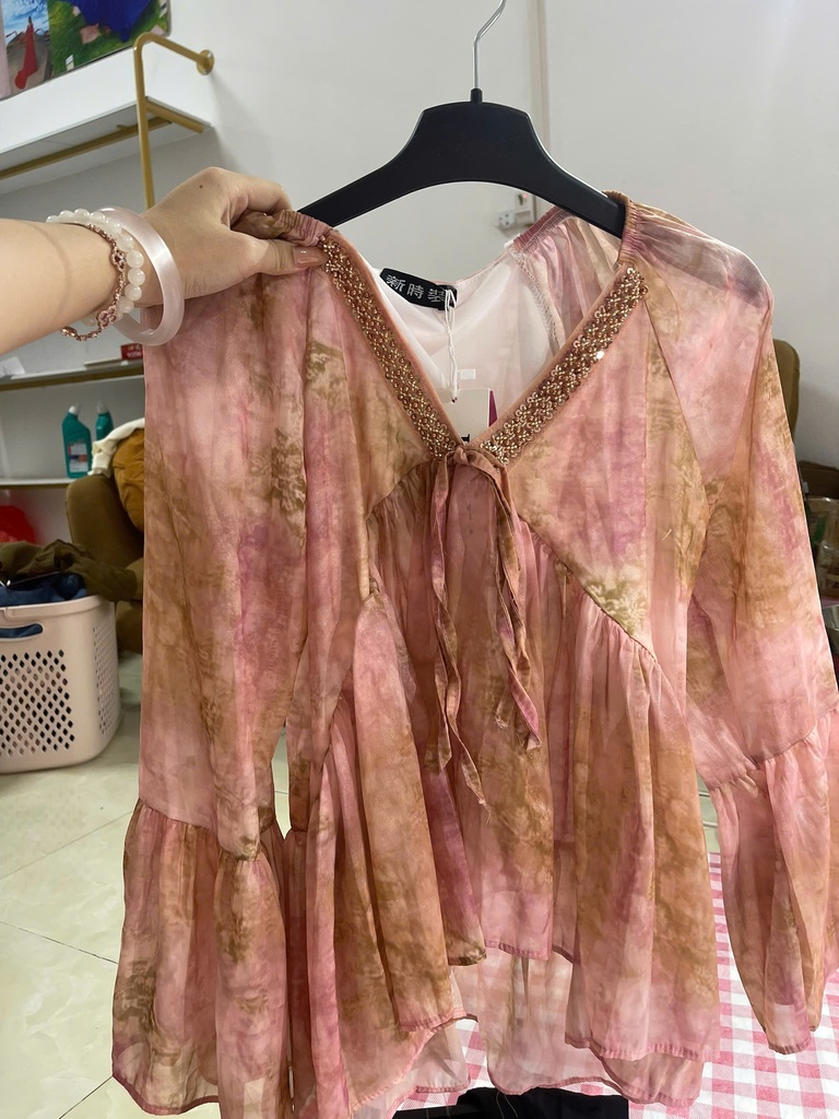 áo hồng loang kiểu 