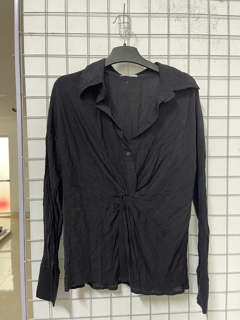 áo somi đen thắt eo