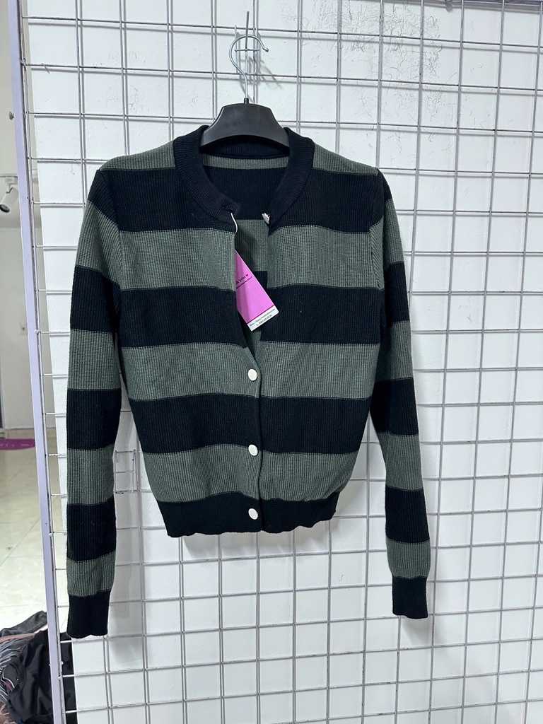 áo len kẻ đen xanh