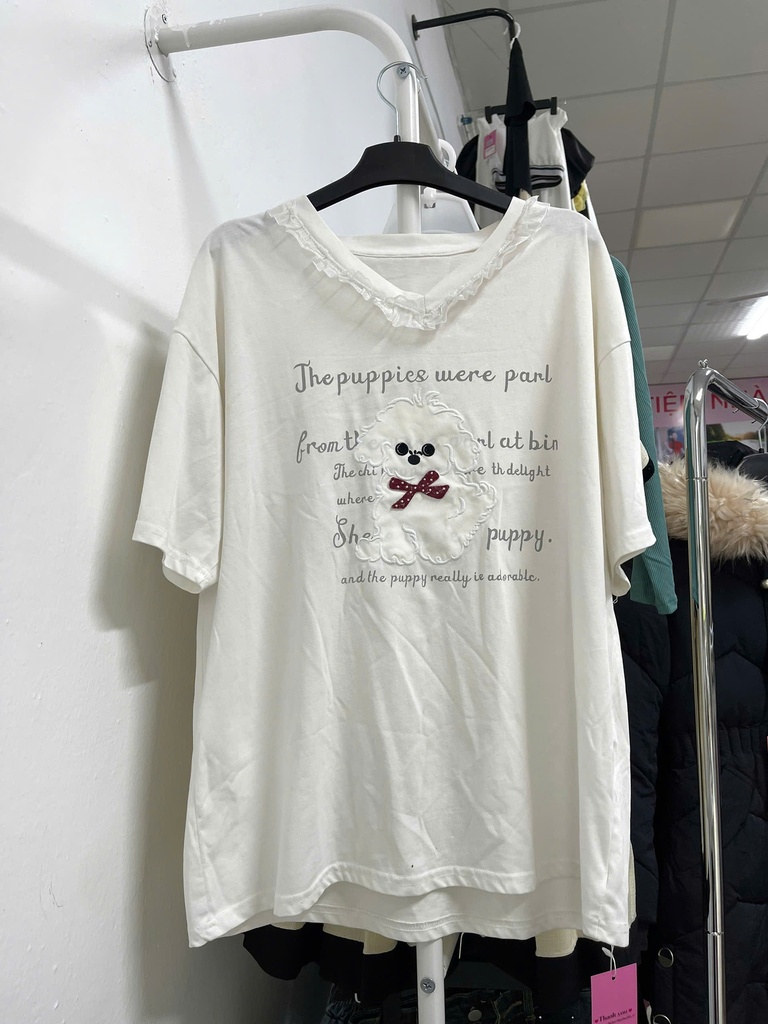 áo phông trắng cổ tim 