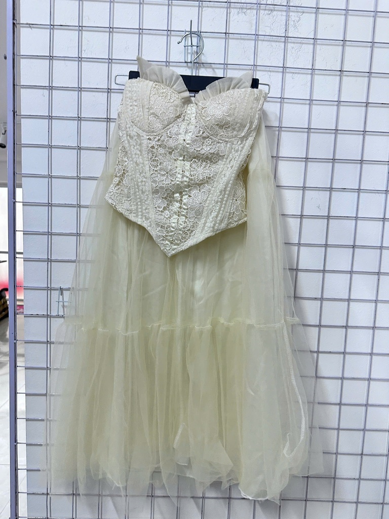 set váy trắng voan