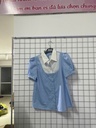 áo sơ mi xanh cổ trắng