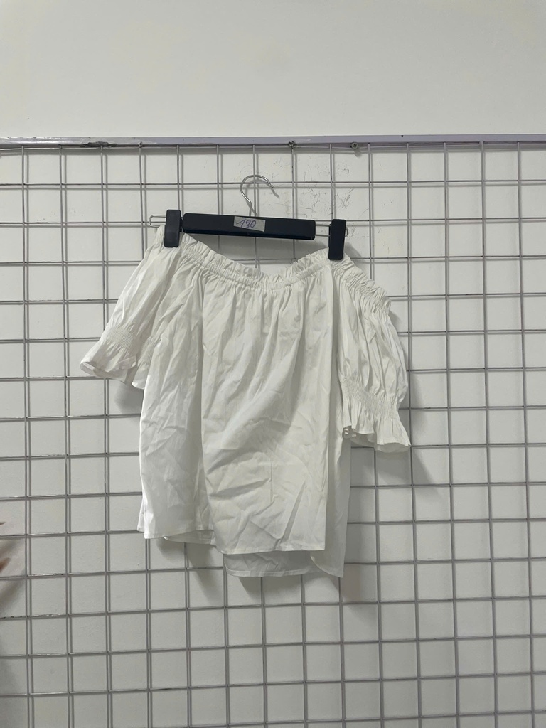 áo trễ vai cộc tay trắng 