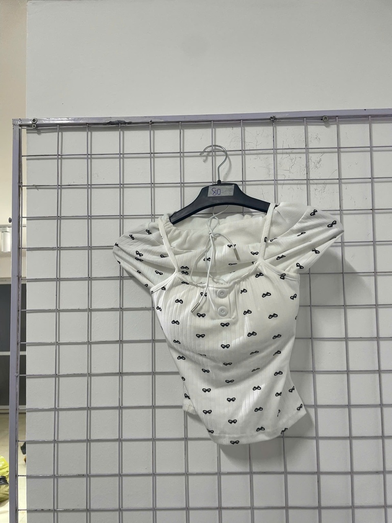 bộ ngủ 2 dây trắng nơ