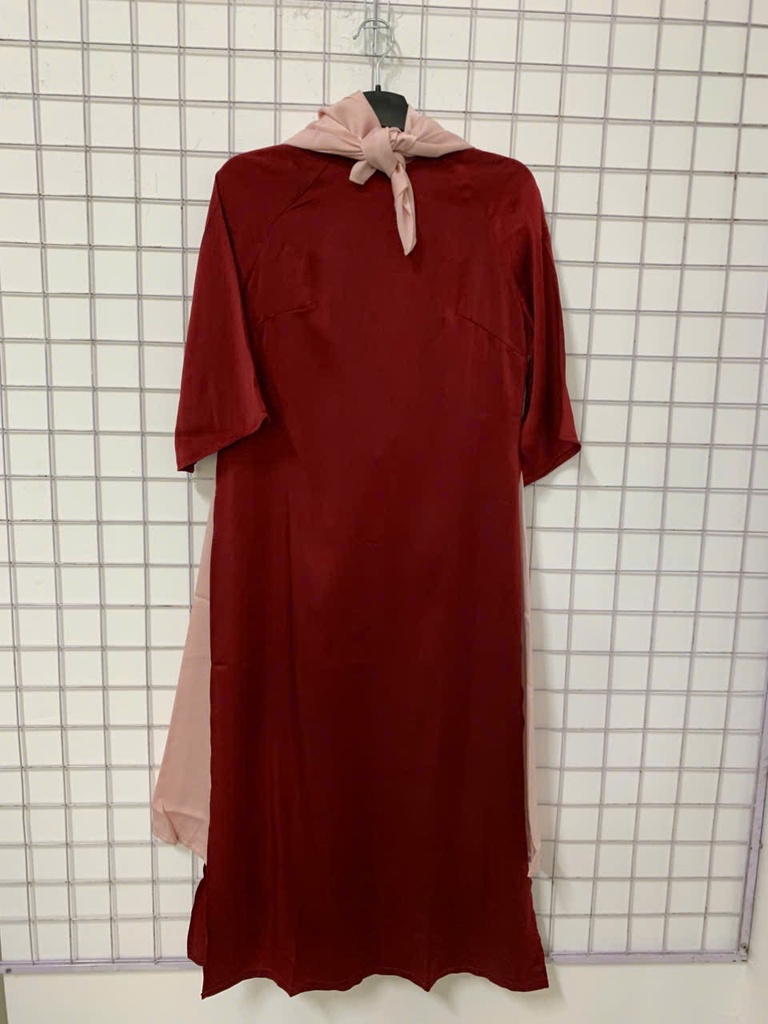 ÁO DÀI LỤA ĐỎ KÈM KHĂN