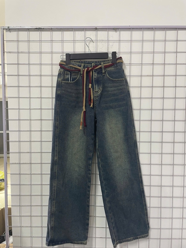 quần bò xanh dây mix