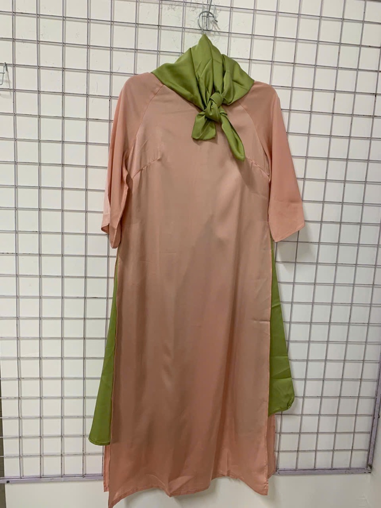 ÁO DÀI HỒNG KÈM KHĂN