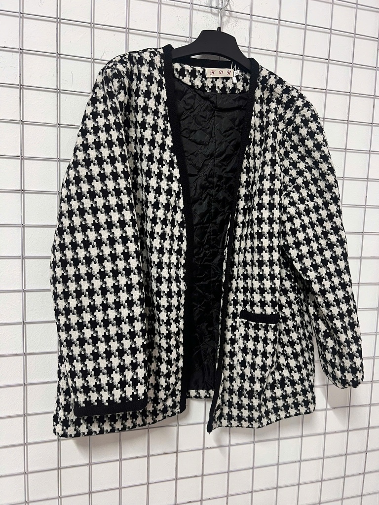 ÁO CADIAN TRẮNG KẺ ĐEN