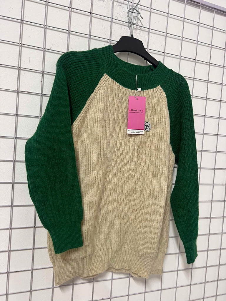 ÁO LEN TRẮNG TAY XANH LÁ LINH