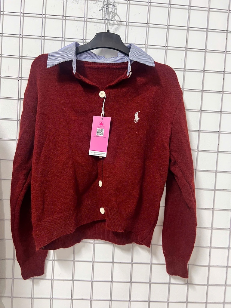 ÁO LEN ĐỎ CỔ SƠMI LINH