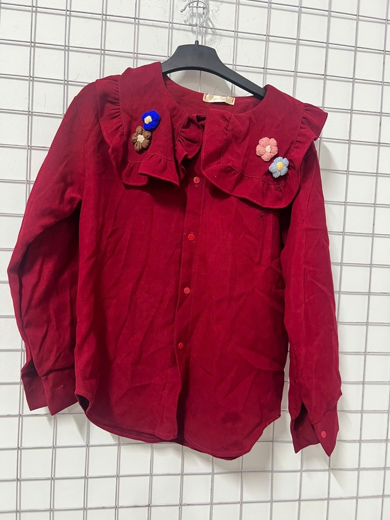 SƠMI ĐỎ CỔ HOA LINH