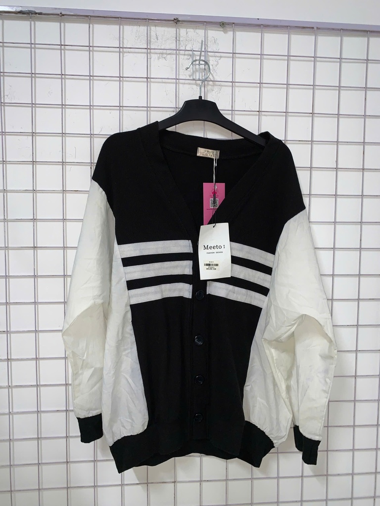 Áo Khoác Vải 5 cúc Trắng Đen T.Linh