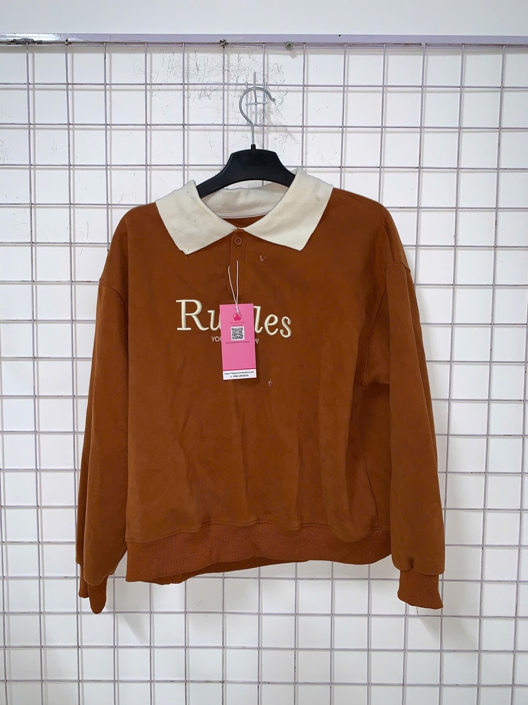 Áo Nâu Cổ Trắng Rulles T.Linh