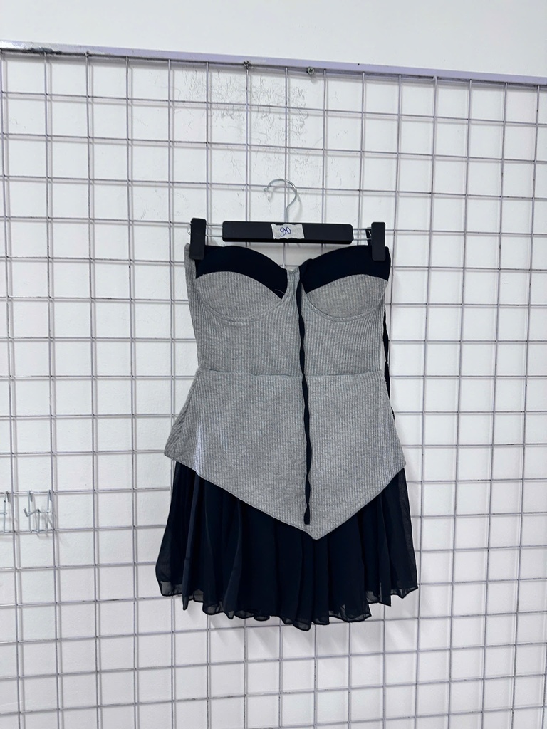 váy 2 dây xám đen 