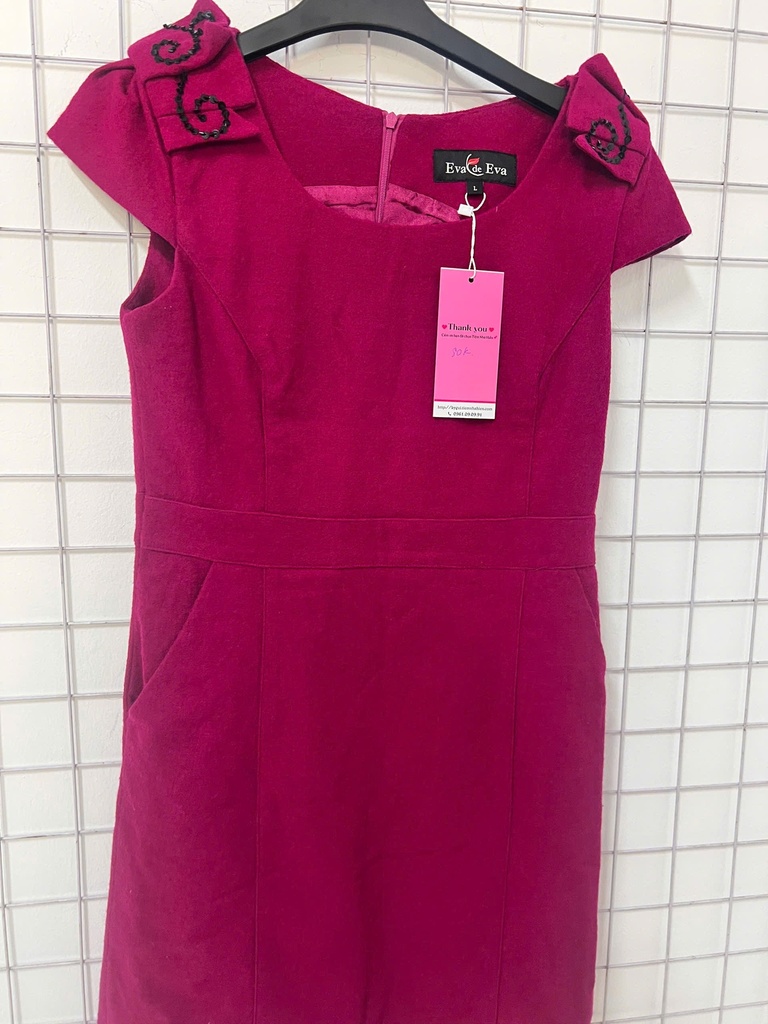 Váy nỉ đỏ xếp vai NPTHAO