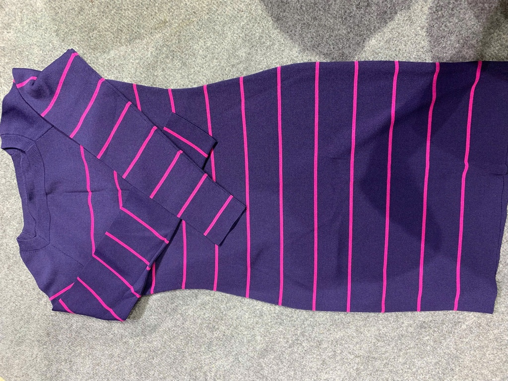 VÁY KẺ NGANG TÍM HỒNG HHIEN