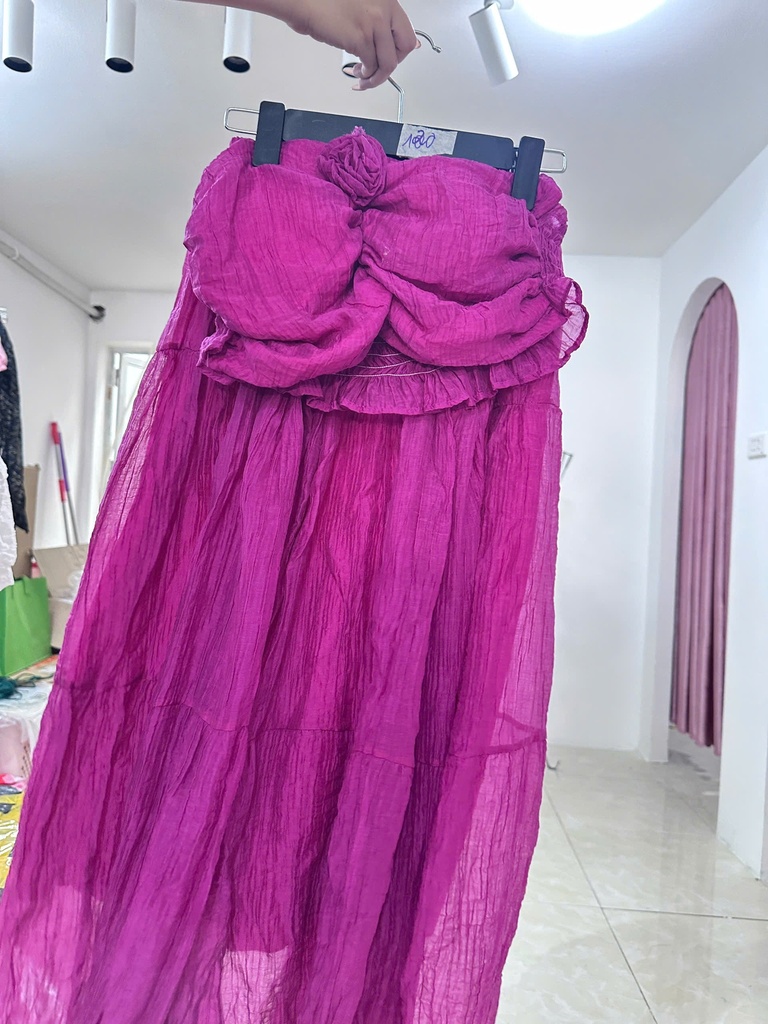 váy cúp ngực tím hồng