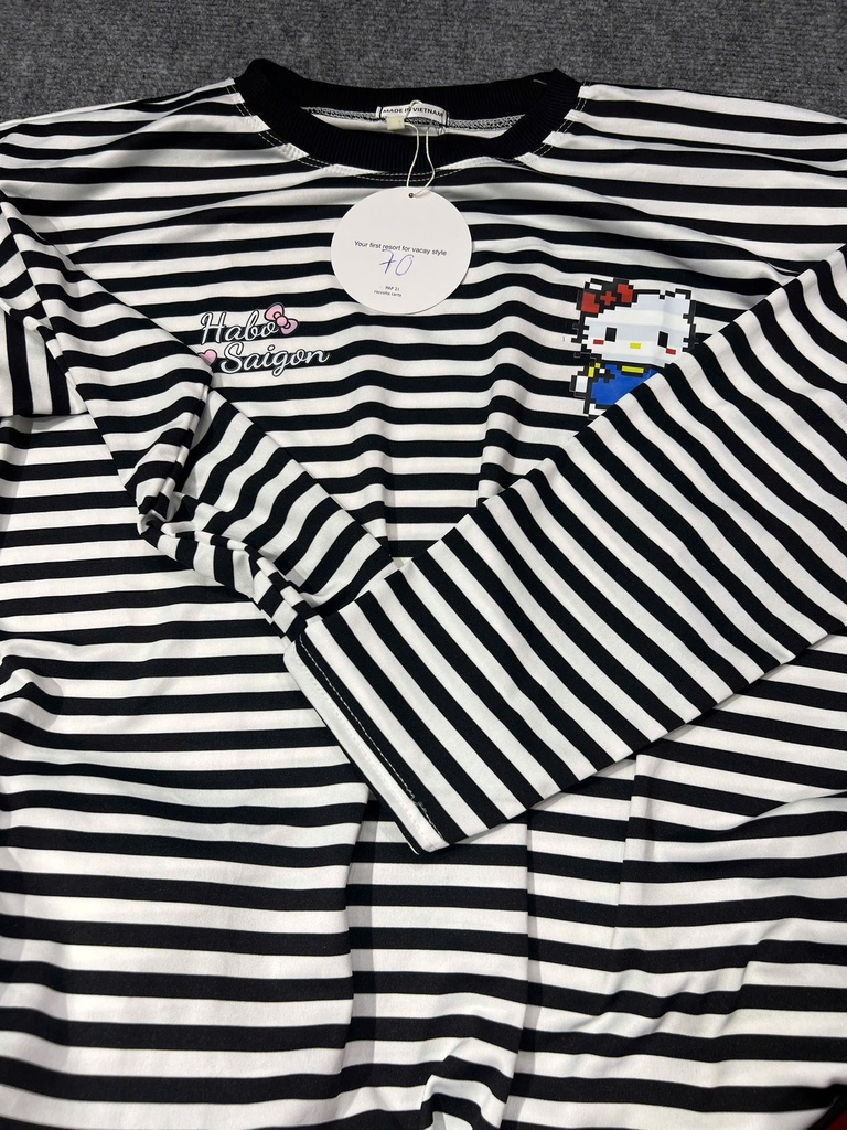 ÁO PHÔNG KẺ NGANG ĐEN TRẮNG HaboSaigon THUYII