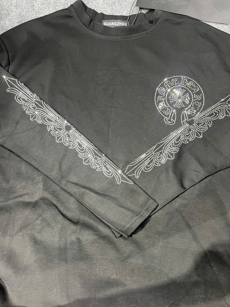 ÁO PHÔNG ĐEN GUANGZHOU ĐÍNH ĐÁ THUYII