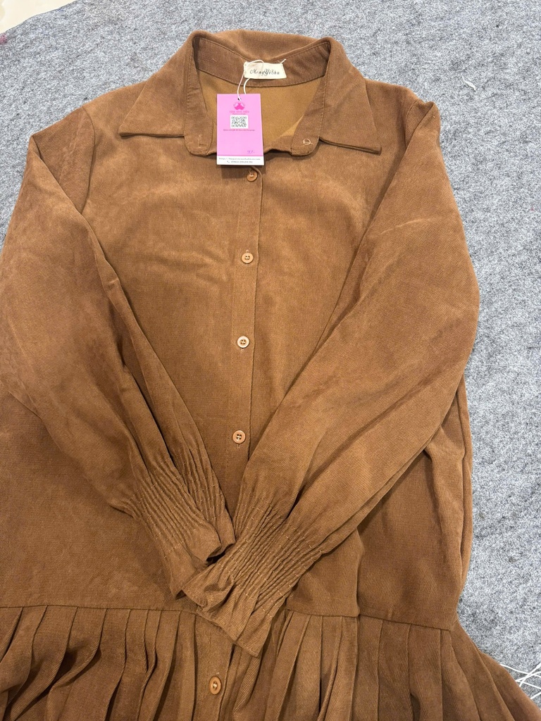 VÁY LIỀN THÂN XẾP LY NÂU NHANH