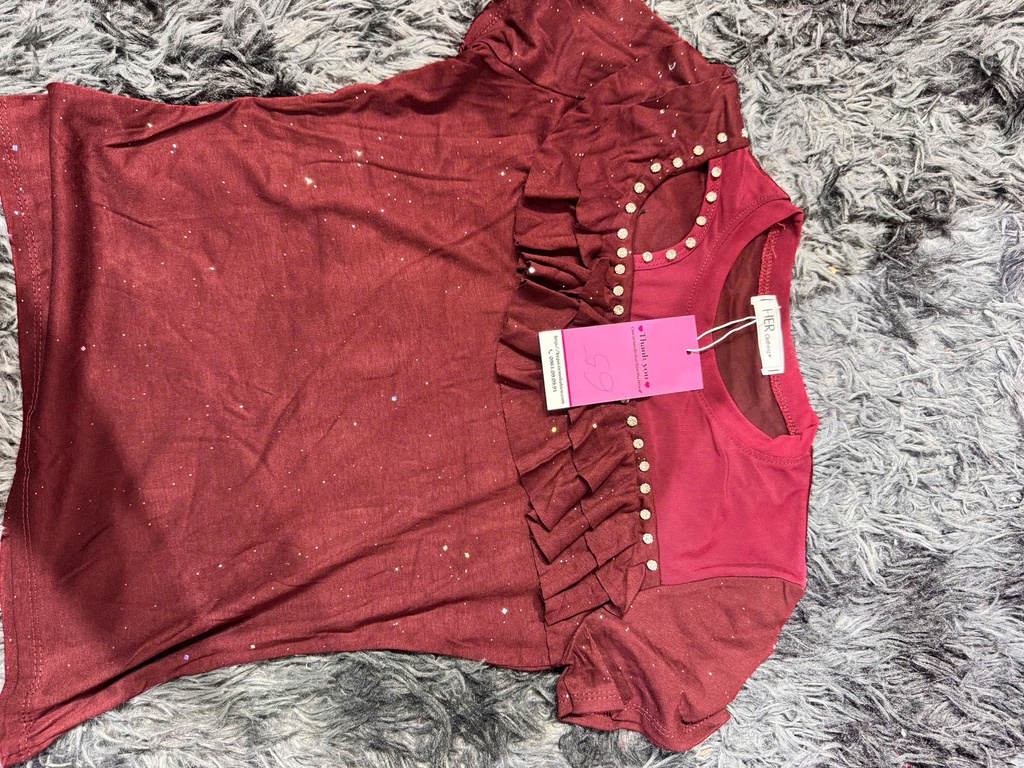 ÁO PHÔNG CỘC TAY ĐỎ ĐÍNH DÁ THUY