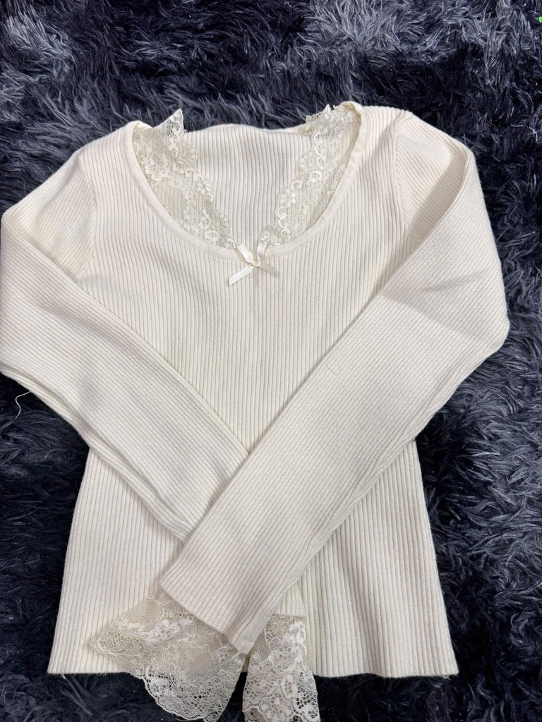 ÁO LEN TRẮNG REN THAM