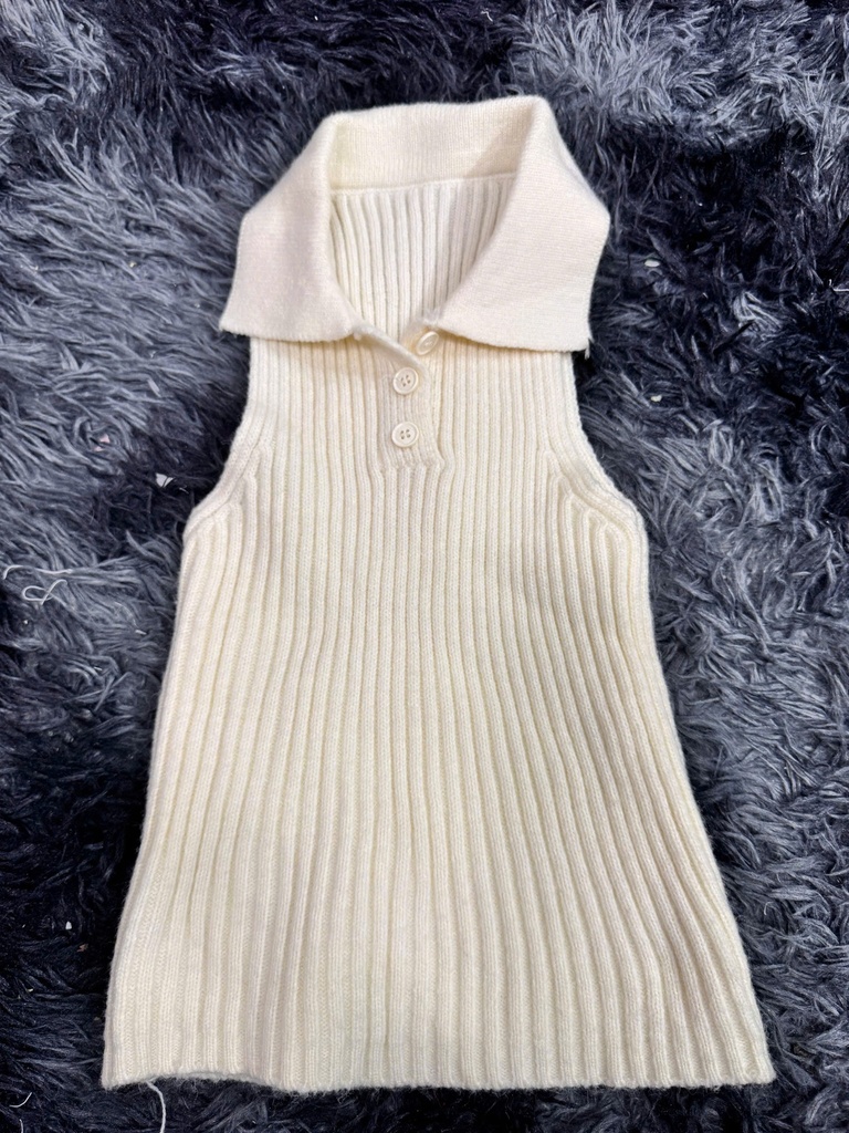 ÁO LEN SÁT NÁCH TRẮNG CÓ CỔ THAM