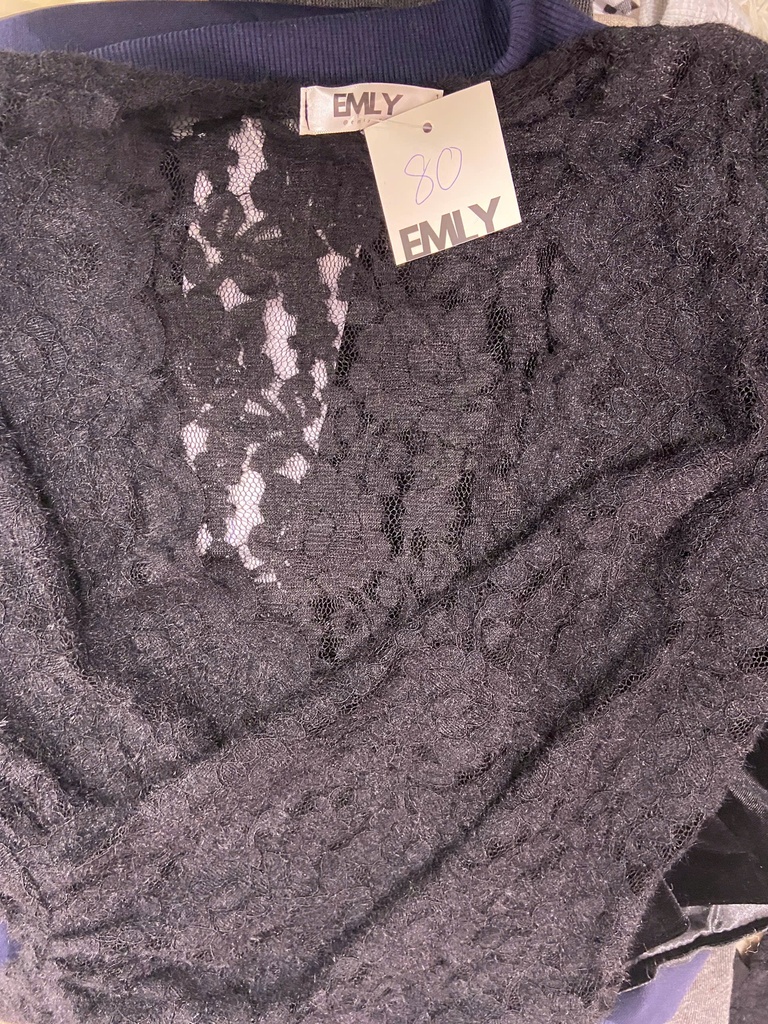 ÁO LEN REN ĐEN CỔ V THUY