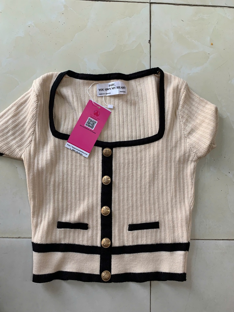 ÁO PHÔNG CỘC TAY BE KẺ ĐEN THUY