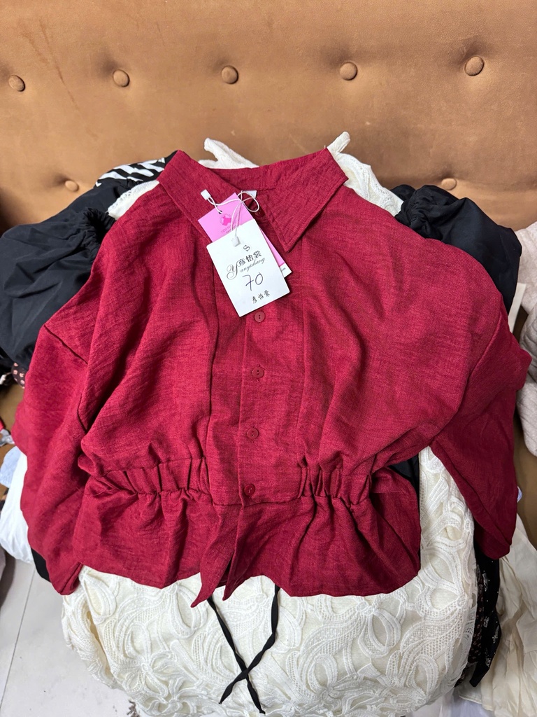 ÁO SƠMI ĐỎ NHÚN EO THUY