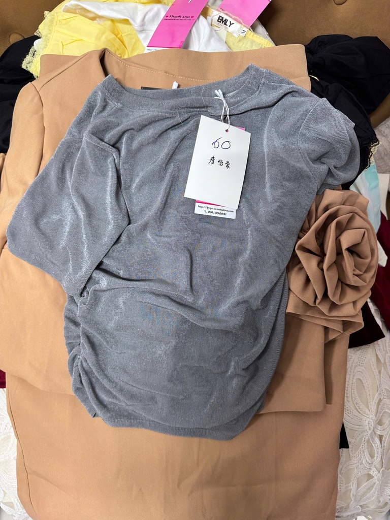 ÁO PHÔNG XÁM KIMSA CỘC TAY THUY