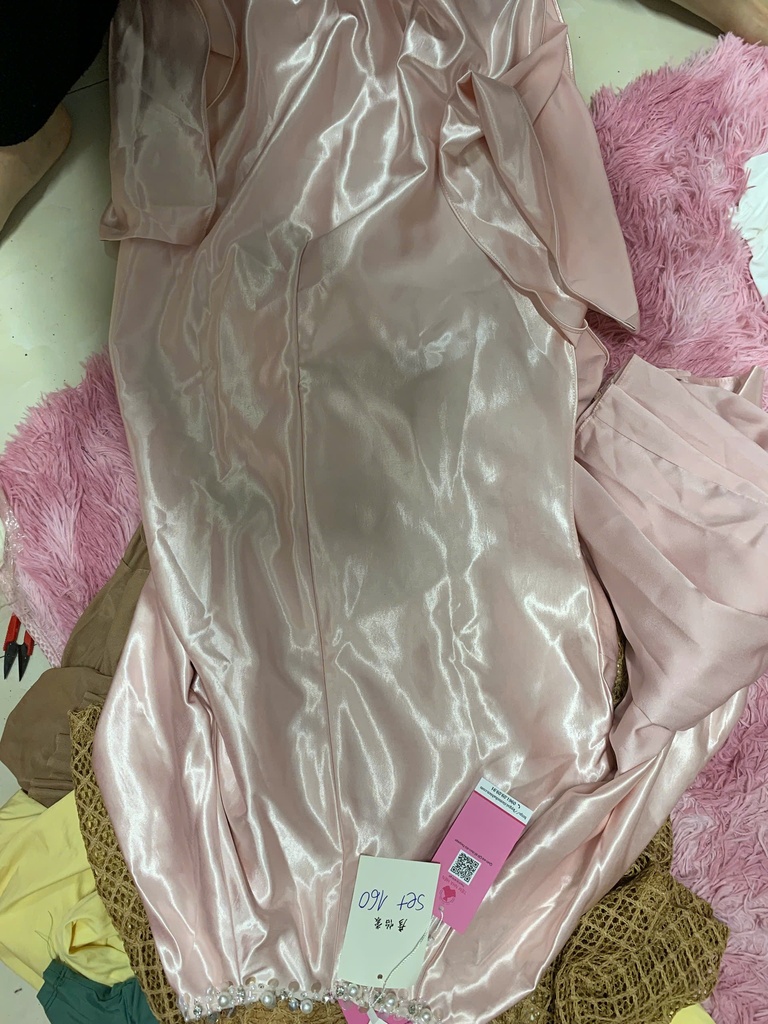 ÁO DÀI HỒNG CỔ ĐÁ THUY