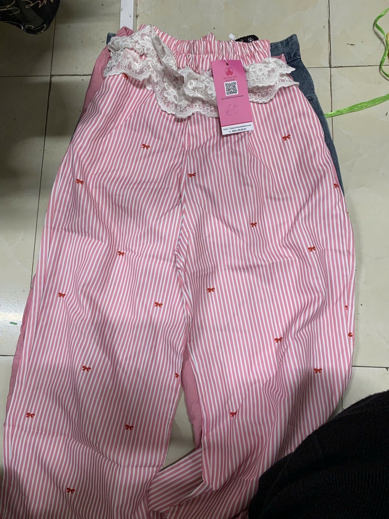 QUẦN HỒNG KẺ REN THUY