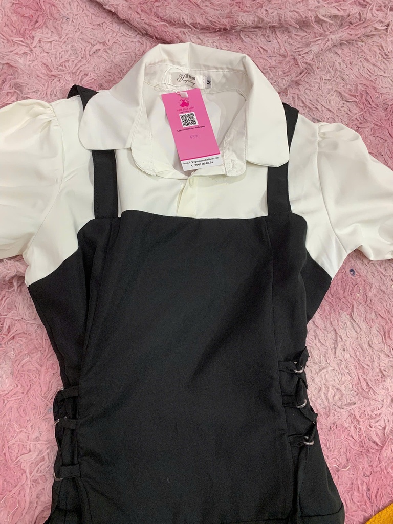 VÁY LIỀN ĐEN CỔ SƠMI T.LINH