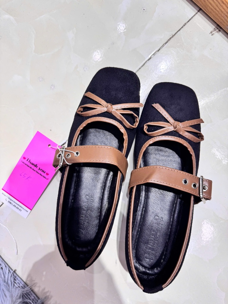 GIẦY BÚP BÊ ĐEN NƠ DIEU