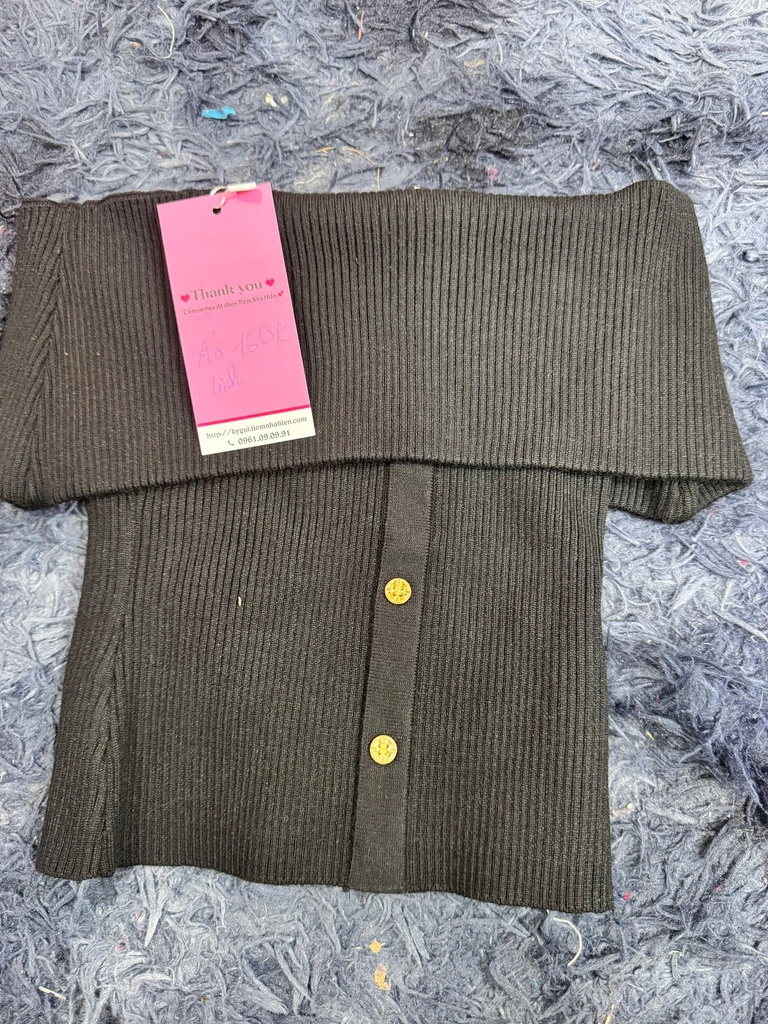 ÁO LEN TRỄ VAI ĐEN LINH