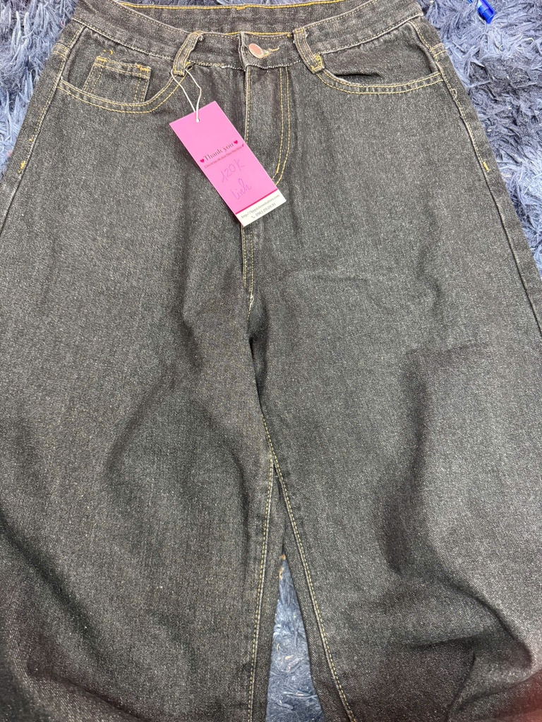 QUẦN BÒ ỐNG RỘNG XANH THAN LINH