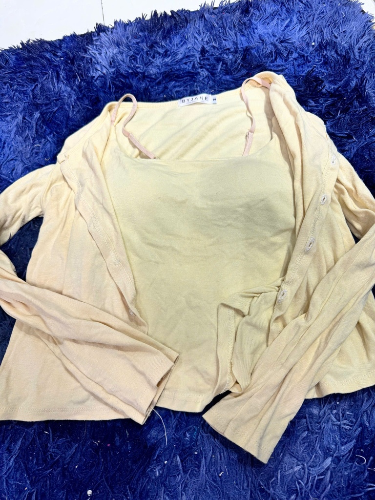 SET ÁO 2 DÂY KÈM ÁO KHOÁC NGOÀI VÀNG HA