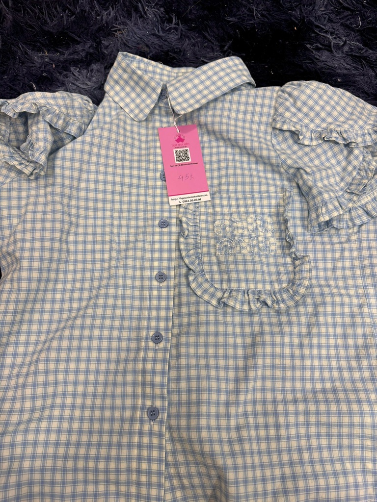 ÁO SƯƠMI KẺ XANH CỘC TAY ANH